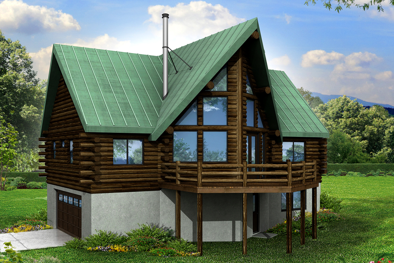 A Frame House Plan, Home Plan, Log Cabin Floor Plan, Vacation Home Plan