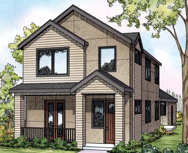 Eastlake 30-869 - Townhome - Contemporary Home Plan