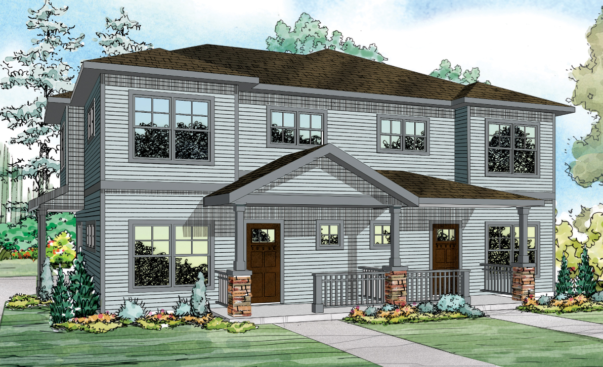 Parkrdige 60-035, Duplex Plan, Country-style House Plan