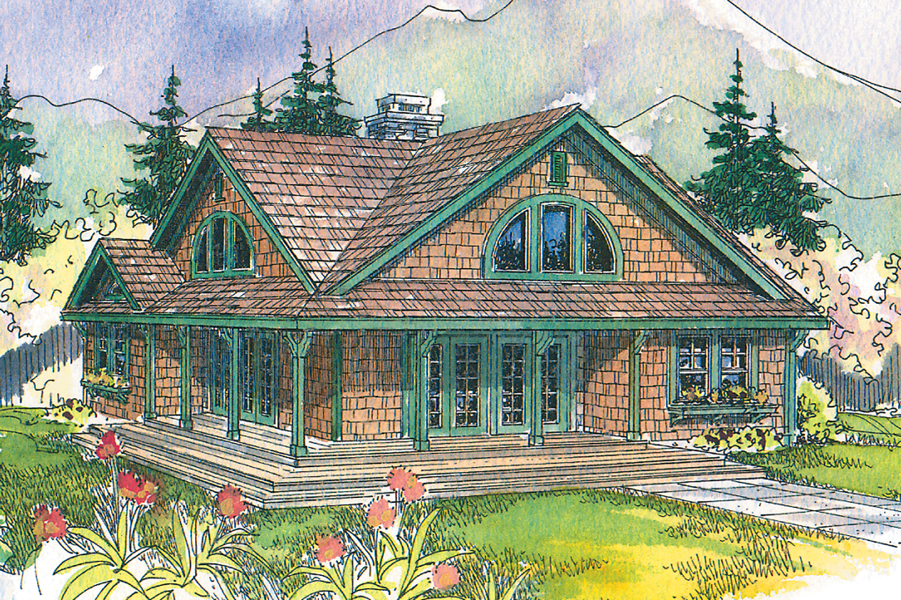 Craftsman Cabin Plan Cedar View 50-012 Vacation Home Plan, Cabin Plan, Craftsman House Plan, Cedar View 50-012
