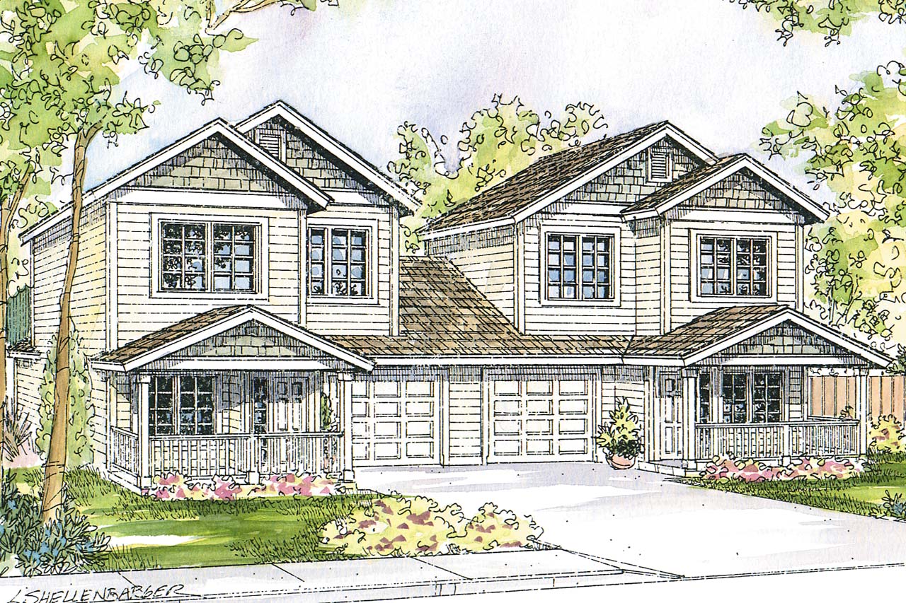 Featured House Plan of the Week, Duplex Plan, Multifamily Plans, Cartersville 60-017