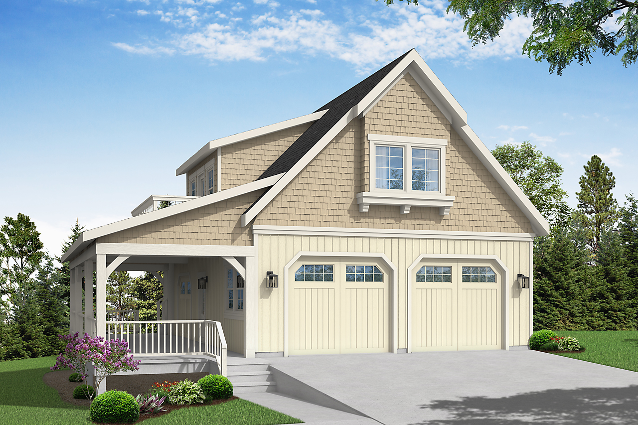 Deatched Craftsman Garage Plan with Shop 20-318